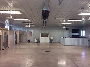 Large open shop and showroom with a service counter