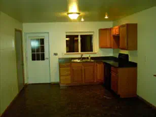 Kitchen with oak cabinets