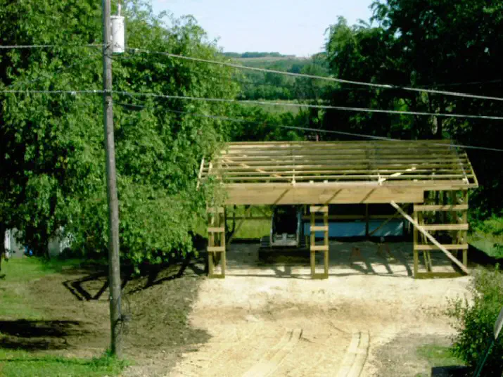 Post frame going up on a graded pad